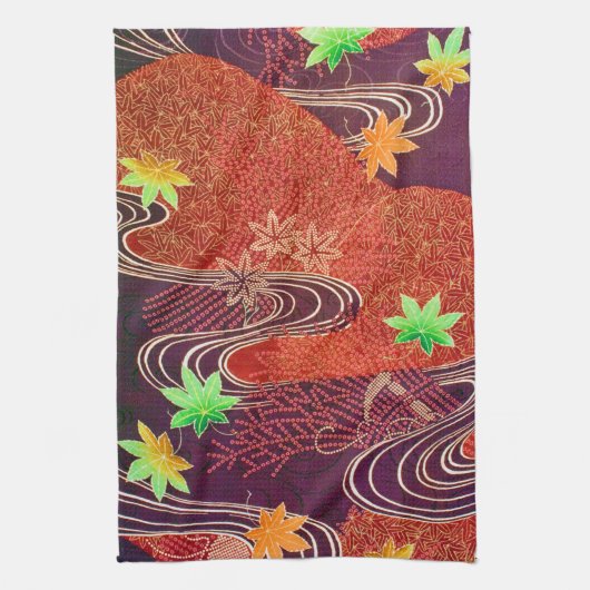 Kapelblad en loopwater, Japans ontwerp Theedoek (Verticaal)