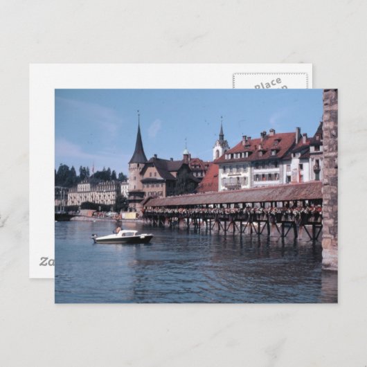 Kapellbrücke (Chapel Bridge), Luzerne-Zwitserland Briefkaart (Voorkant / Achterkant)