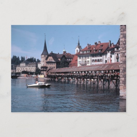 Kapellbrücke (Chapel Bridge), Luzerne-Zwitserland Briefkaart (Voorkant)