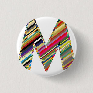 KAPITAAL Letter M Multicolored, Ronde Button 3,2 Cm