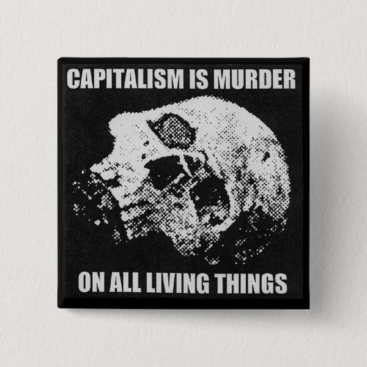 kapitalisme is moordknop vierkante button 5,1 cm (Voorkant)