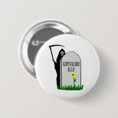 Kapitalisme R.I.P. Grafsteen met Grim Reaper Ronde Button 5,7 Cm (Voorkant /achterkant)
