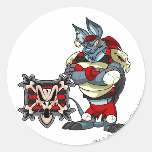 Kapitein 1 van het Krawk Island Team Ronde Sticker (Voorkant)