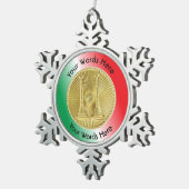 Kapitein 2 Gold Bugle Medallion Tin Sneeuwvlok Ornament (Rechts)