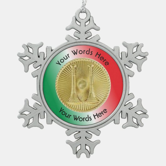 Kapitein 2 Gold Bugle Medallion Tin Sneeuwvlok Ornament (Voorkant)