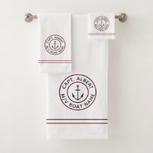 Kapitein Aangepaste anchor Logo White Towel Set