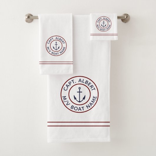 Kapitein Aangepaste anchor Logo White Towel Set Bad Handdoek (Insitu)