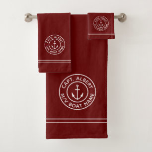 Kapitein Aangepaste anker Logo maroon Bad Handdoek