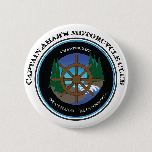 Kapitein Ahab's Motorfieclub Ronde Button 5,7 Cm (Voorkant)