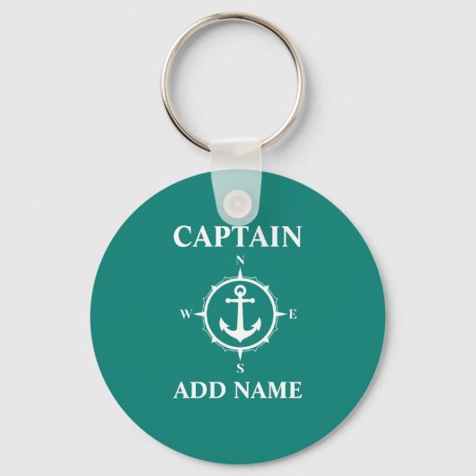 Kapitein Anchor compass Add Name of Boat Name ca0a Sleutelhanger (Voorkant)