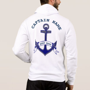 Kapitein Anchor Custom Nautical Blue White Mannen Hoodie