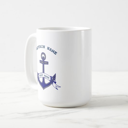 Kapitein Anchor Custom Nautical Koffiemok (Voorkant links)