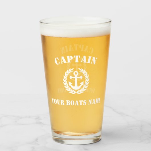 Kapitein Anchor en boot Glas (Voorkant gevuld)