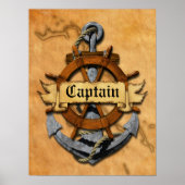 Kapitein Anchor en wiel Poster (Voorkant)