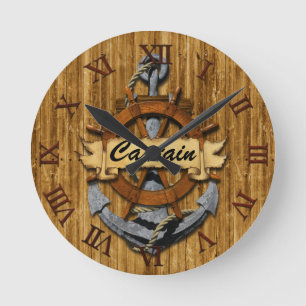 Kapitein Anchor en wiel Ronde Klok