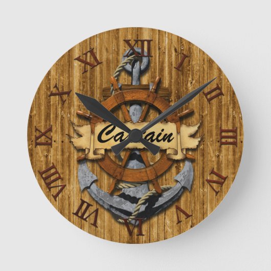 Kapitein Anchor en wiel Ronde Klok (Voorkant)