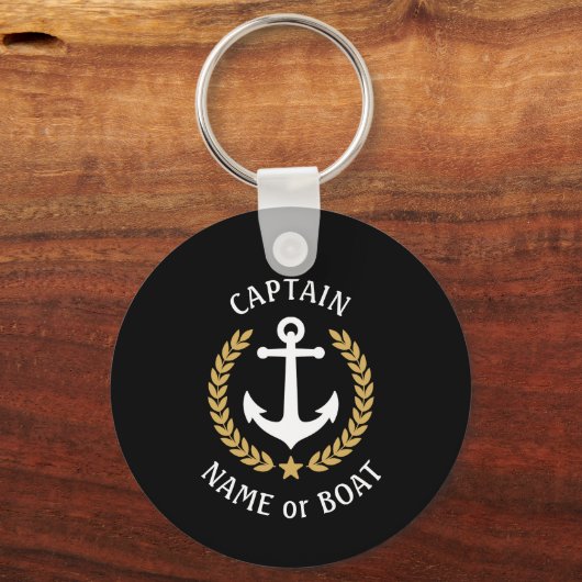 Kapitein Anchor Laurel Navy Black Sleutelhanger (Voorkant)