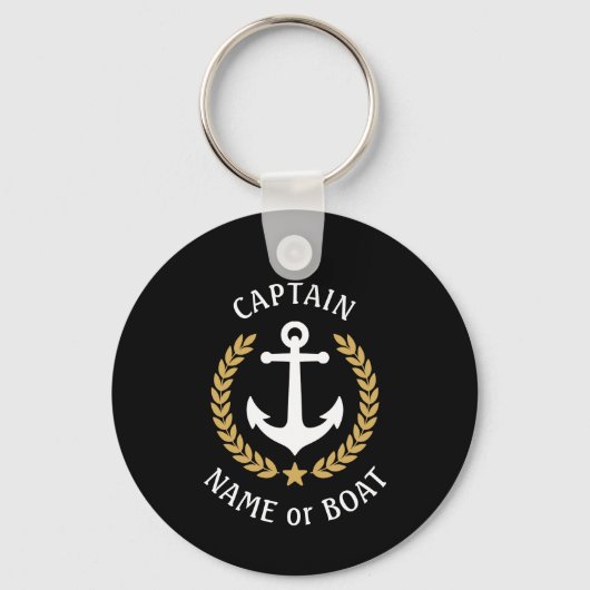 Kapitein Anchor Laurel Navy Black Sleutelhanger (Achterkant)