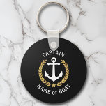 Kapitein Anchor Laurel Navy Black Sleutelhanger<br><div class="desc">Een persoonlijke Sleutelhanger met de naam van uw boot, familienaam of andere gewenste tekst en kapitein of een andere rang indien nodig. Met een aangepast nautisch bootanker, gouden laurelbladeren en sterembleem op zwart of pas de primaire kleur eenvoudig aan op het huidige thema. Het maakt een groot geschenk voor de...</div>