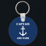 Kapitein Anchor Naam toevoegen of Naam Boat Naam N Sleutelhanger<br><div class="desc">Nautical Anchor Captain Add Name of Boat Name Blue Sleutelhanger</div>