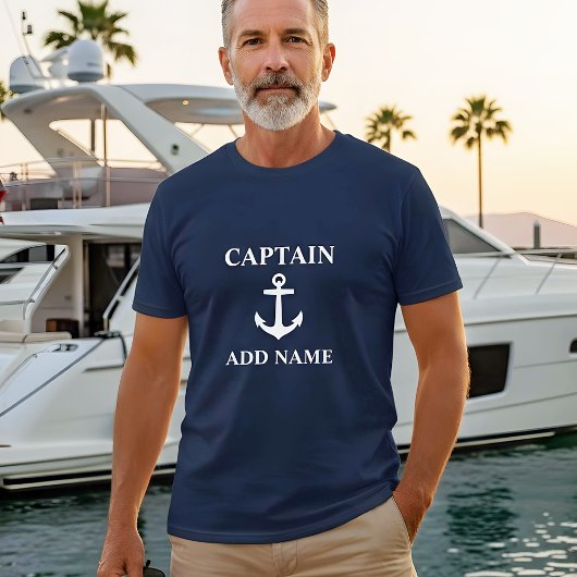 Kapitein Anchor Naam toevoegen of Naam Boat Naam N T-shirt