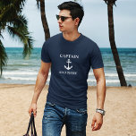 Kapitein Anchor Naam toevoegen of Naam Boat Naam N T-shirt<br><div class="desc">Kapitein Anchor Add Name of Boat Name Navy Blue T-Shirt</div>
