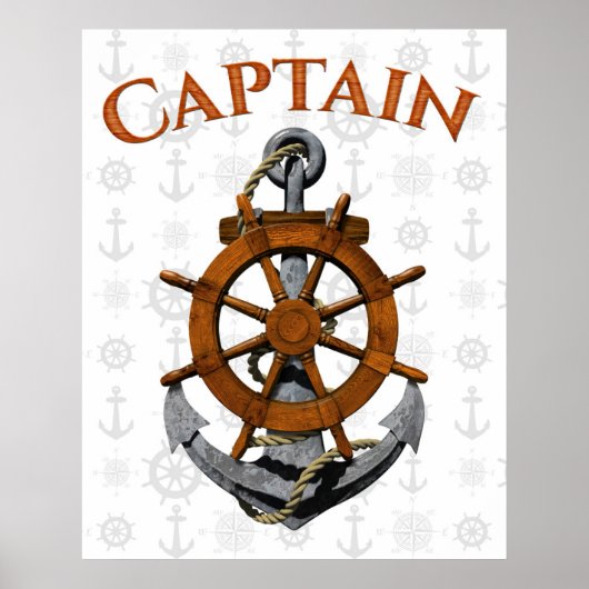 Kapitein Anchor Nautical Poster (Voorkant)