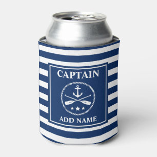 Kapitein Anchor & Oars, Naam Boat Blauw Striped Blikjeskoeler