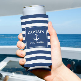  kapitein Anchor of bootnaam Navy Stripes Seltzer Blikjeskoeler