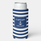 kapitein Anchor of bootnaam Navy Stripes Seltzer Blikjeskoeler (Seltzer Voorkant)