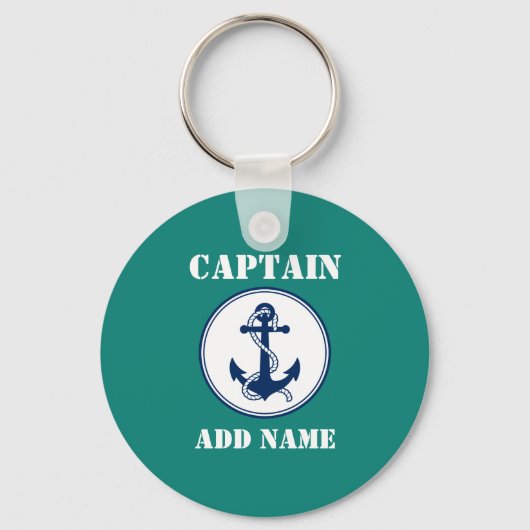 Kapitein Anchor & Rope Naam of Boat Naam toevoegen Sleutelhanger (Voorkant)