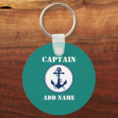 Kapitein Anchor & Rope Naam of Boat Naam toevoegen Sleutelhanger (Voorkant)
