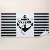 Kapitein Anchor Sailing Boat Stripe Summer Strandlaken (Voorkant)