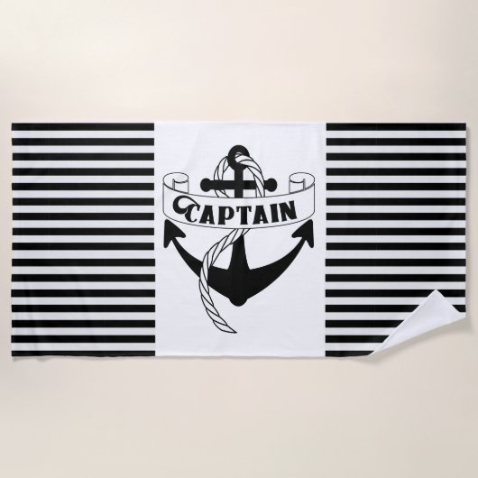 Kapitein Anchor Sailing Boat Stripe Summer Strandlaken (Voorkant)