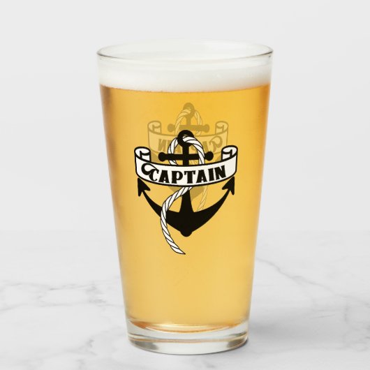 Kapitein Anchor Sailing Rope Nautical Glas (Achterkant gevuld)