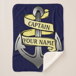 Kapitein Anchor Sailor Nautical | Aangepaste naam Sherpa Deken