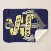 Kapitein Anchor Sailor Nautical | Aangepaste naam Sherpa Deken (Voorkant (horizontaal))