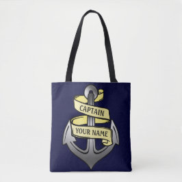 Kapitein Anchor Sailor Nautical | Aangepaste naam Tote Bag