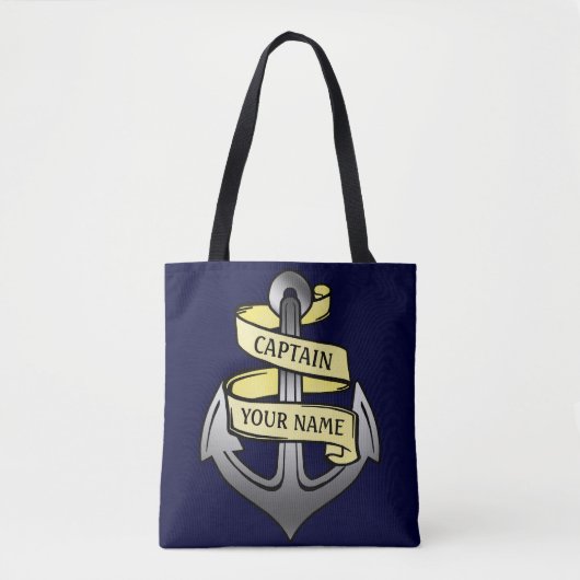 Kapitein Anchor Sailor Nautical | Aangepaste naam Tote Bag (Voorkant)
