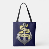 Kapitein Anchor Sailor Nautical | Aangepaste naam Tote Bag (Achterkant)