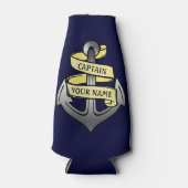 Kapitein Anchor Ship Boat Nautical Zee Custom Name Flesjeskoeler (Voorkant)