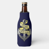 Kapitein Anchor Ship Boat Nautical Zee Custom Name Flesjeskoeler (Fles Voorkant)