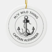  kapitein Anchor Speedboot Nautical Keramisch Ornament (Voorkant)