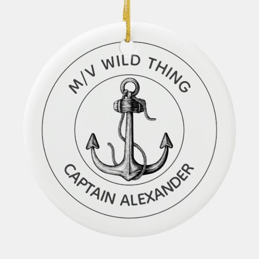  kapitein Anchor Speedboot Nautical Keramisch Ornament (Achterkant)