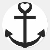 Kapitein Anker Hart Ronde Sticker (Voorkant)