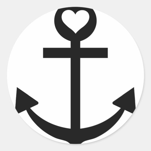 Kapitein Anker Hart Ronde Sticker (Voorkant)