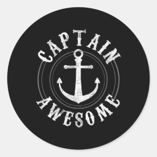 Kapitein Awesome - Varend Zeilen Anker Zeevaart Ronde Sticker