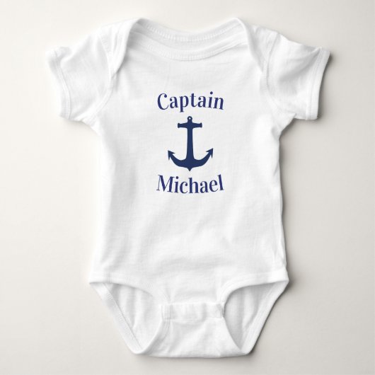 Kapitein Baby Nautical Blue Navy Boat Anchor Romper (Voorkant)