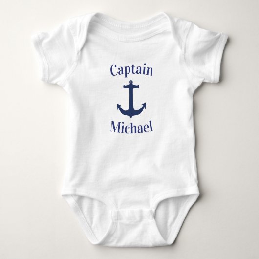 Kapitein Baby Scheepsblauw Marineanker Romper (Voorkant)