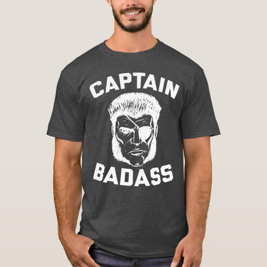 Kapitein Badass Charcoal Heather T-Shirt (Voorkant)